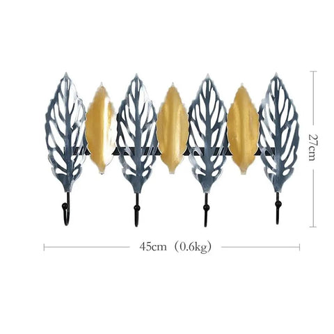 Big Letter Wall Mount Coat Hook Heavy Duty Entryway Key Organizer Sturdy Home Storage Rack With Durable Matte Finish, decorative leaf design.