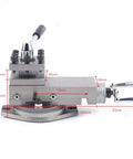 Pro Grade Lathe Tool Rest Assembly With Quick Change Tool Holder For Mini Metal Lathes, precision steel dimensions shown.