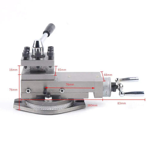Top Shelf Heavy Duty Mini Metal Lathe Tool Post Assembly With 80mm Stroke Quick Change Holder for precise machining.