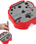 Universal Magnetic Armorers Bench Block with non-marring surface in red/gray for small repairs, compact 4 by 4 by 1.3 inches