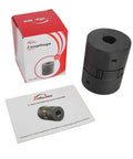 L-jaw coupling set, 3-piece with Buna-N rubber spider; black metal log-splitter coupler (box and manual shown).