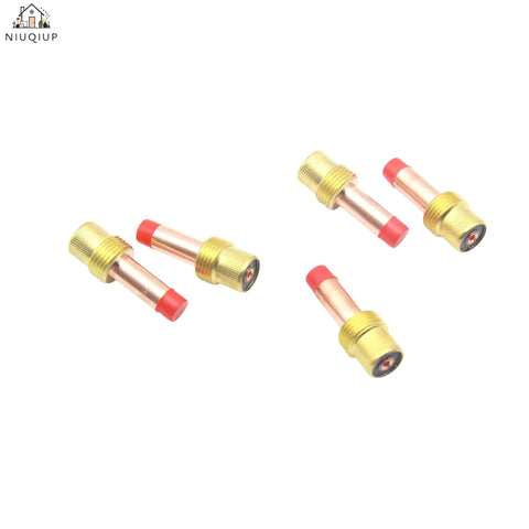 All in One TIG Welding Consumables Kit for WP17 WP18 WP26 Series showing 5 Gas Lens Collet Bodies 3/32 with red caps