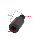 Angled view of black metal M10 blade sleeve coupling for angle grinder; 42mm outer diameter, 6mm bore