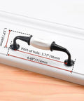Black And White Ceramic Dresser Drawer Pulls 10 Pack Cabinet Hardware 4.48 Inch Length 114mm 3.78 Inch Hole Center 96mm