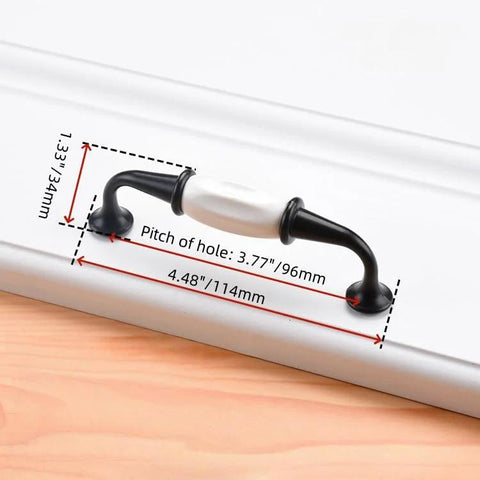 Black And White Ceramic Dresser Drawer Pulls 10 Pack Cabinet Hardware 4.48 Inch Length 114mm 3.78 Inch Hole Center 96mm