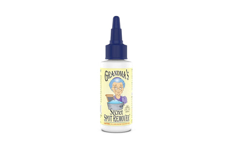 Front view of bottle labeled Secret Spot Remover For Clothes Chlorine Free Toxin Free Stain Remover For Fabric That Eliminates Oil Paint Blood And Pet Stains Without Damaging Color Safe On Most Fabrics Gentle Non Bleach Formula 2 Ounce Bottle with blue cap