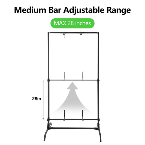 Heavy Duty Archery Target Stand With Adjustable Height For 30 Inch Bag And Foam Targets showing adjustable bars to 28 inches
