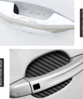 Before and after installation of Dope Carbon Fiber Style Car Door Handle Cup Protectors Stickers Kit, Anti Scratch Film, 4 Pack