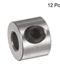 Stainless steel shaft collar with set screw, 4mm bore, 9mm OD, 7mm width (front view)