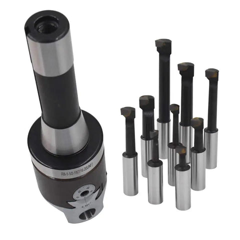 Built Tough Two Inch Boring Head Kit With R8 Shank And Nine Piece Half Inch Carbide Boring Bar Set For Precision Milling Gears That Rolls Sweet And Delivers Knockout Accuracy Shop Wide