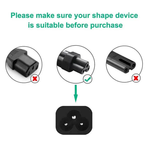 Compatibility guide for 3 Prong AC Power Cord For Creality Space Pi X4 Filament Dryer Box Replacement, illustrating compatible plug shapes.