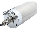 1.5Kw Water Cooled Spindle Motor At 40000Rpm featuring a shiny silver exterior and coolant connections for CNC router rig use.