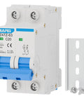 Miniature Circuit Breaker 500V 2 Pole 20 Amp Isolator For Solar PV System With Instant Magnetic Trip DIN Rail Mount