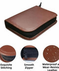 All In One Golf Accessories Kit For Men And Women With Rangefinder And Multifunction Tools in brown leather-style case details
