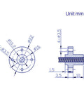 TR8x2 POM Lead Screw Nut Set Black Plastic 8mm Diameter, 2mm Pitch, technical drawing with dimensions