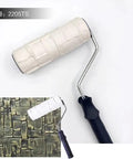 8 Inch Rubber Pattern Paint Roller For Stucco And Concrete Wall Finishes Pro Grade Embossing Cylinder Tool, white rubber, textured design.