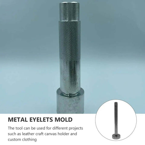 Close-up of a metal eyelet setter mold showing the textured grip, part of the Pro Grade 17mm Eyelet Setter Tool And Die Punch Kit.