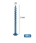 Single screw from Go-To 2 Inch Pocket Hole Screws Set For DIY Builders, 90 Count Size 8, blue anti rust coating, exterior use.