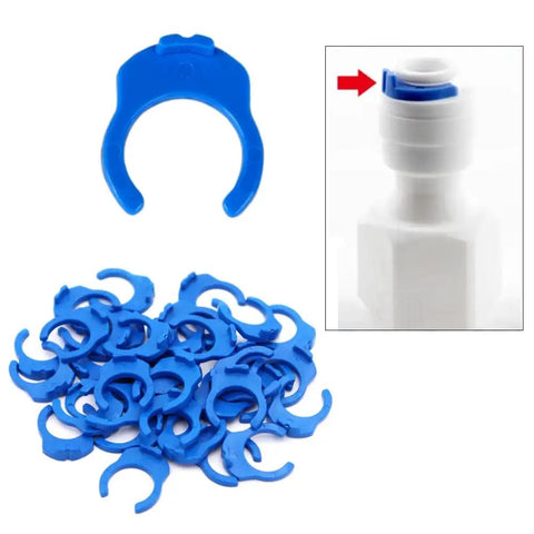 100 Pack Locking Clips And Clamps For RO Water Filtration System One Quarter And Three Eighths Inch Quick Connect Fittings, blue POM material
