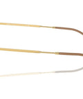 Side view of RB4429 Dope Round Sunglasses With Beige On Gold Frame And Clear Gradient Brown Lenses, 53mm UV Protection.