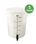 Five Gallon Round White Cold Brew Bucket System For Commercial Use With Drip Free Spigot And Recipe Guide Ideal For Home Office