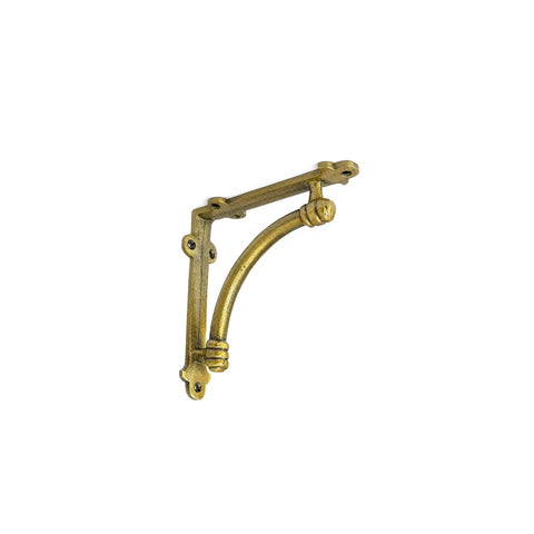 Gold Cast Iron Shelf Brackets Set Of Four, Heavy Duty Half Round Decorative Mounting Brackets, 5.5 By 1.2 By 5.5 Inches, side view