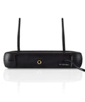 Back view of Dual Channel Wireless Microphone System with Dual Frequency Receiver and 2 Lavalier Mics, 2 Headset Mics, 2 Transmitters