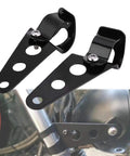 Dual Headlight Mount Brackets For 28mm-34mm Fork Tubes Motorcycle Headlamp Holder Kit close-up showing black finish and mounting detail.