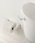 Brushed Nickel 2.97 Inch Decorative Toilet Tank Flush Lever Slick And Easy Install For Front Side And Angle Toilets Voss Collection Compatible Metal Lever YB5101BN. Installed on a white toilet tank.