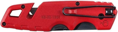 Beefy High Carbon Steel Replacement Blades For Fastback Folding Utility Knives, red folding utility knife with ergonomic handle.