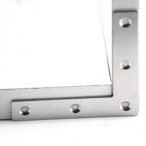 Flat L Shaped Corner Bracket Set, 2 Pcs 120 X 120 mm Stainless Steel Right Angle Repair Plate For Wood Shelves Cabinets Tables And Chairs, Heavy Duty Furniture Fastener Joint Connector For DIY Projects