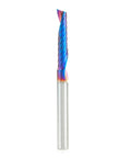 Spektra Coated Solid Carbide CNC Spiral O-Flute Router Bit For Plastics Up Cut 3 Inch Length 1/4 Inch Diameter 1-1/4 Inch Cutting Height Mirror Finish 51407-K Made In USA.