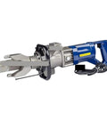 Portable Electric Rebar Bender Cutter For 16mm Steel Bars, hydraulic tool with adjustable jaws for bending and cutting.