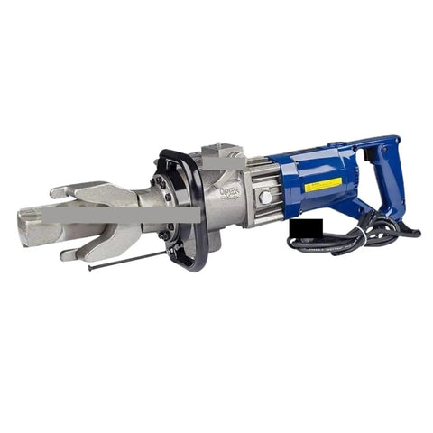 Portable Electric Rebar Bender Cutter For 16mm Steel Bars, hydraulic tool with adjustable jaws for bending and cutting.