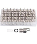 Stainless steel high-pressure spray nozzles set in clear plastic case with adapter and O-ring