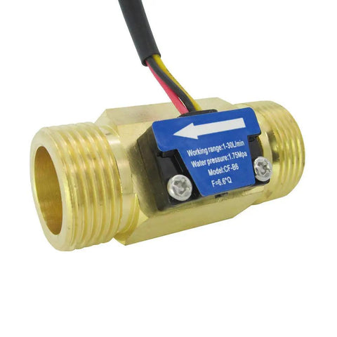 Brass G3/4 Water Flow Sensor Hall Effect Meter 1-30 L/min For Water Heaters And Appliances DC 5-15V Operation 1.75 MPa Max Pressure