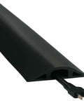 D-2 Rubber Duct Cord Cover, 36 Inch Black Floor Cable Protector showing cable entering durable rubber duct for easy management