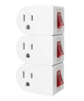 Three Pack Grounded Outlet Wall Tap Adapter With Power Switch White For Controlling Lamps And Small Appliances On A Tight Budget