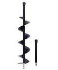 Beefy Heavy Duty Auger Drill Bit Six Inch By Thirty One Inch For Post Holes Earth Digger Planting Fence Hole Maker Machine Fits Shaft Size Three Quarters Inch with 11.81-inch extension