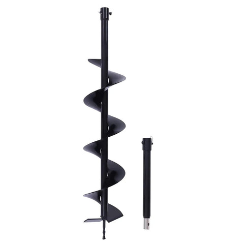Beefy Heavy Duty Auger Drill Bit Six Inch By Thirty One Inch For Post Holes Earth Digger Planting Fence Hole Maker Machine Fits Shaft Size Three Quarters Inch with 11.81-inch extension