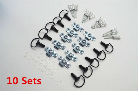 Motorcycle Quick Release D Ring Set One Quarter Turn Race Fairing Fasteners Rivets Ten Sets Universal Fit Left Right Front Rear