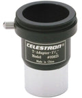 Universal 1.25 Inch T Adapter for DSLR SLR Astrophotography, silver black, compatible with 1.25 inch focusers, close-up view