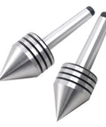 Pair of CHENTEC MT2 heavy-duty live bearing tailstock centers, steel with black grooved collars