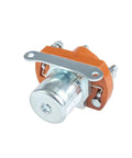 Heavy-Duty 50A DC Contactor Relay Built Tough For Electric Vehicles And Winches with metal and orange housing for 12-72V systems.