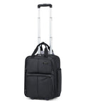 Hanke 16-inch underseat carry-on luggage on wheels, black softside with telescoping handle, front view