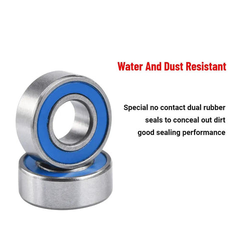 Beefy Miniature Deep Groove Ball Bearings Set Of 25 Flanged Steel Bearings With Double Rubber Seals Blue Side For Roller Skates 5 By 11 By 4 Mm Durable Precision Bearings For Tiny Machinery And DIY Projects. flanged steel bearing with double rubber seals