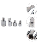 Top Tier 4pcs Impact Socket Adapter And Reducer Kit For Ratchets Drop Forged Steel Chrome Silver Detent Balls Heavy Duty Wrench Converter Fits All Sizes, 4 chrome adapters