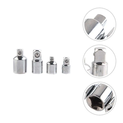 Top Tier 4pcs Impact Socket Adapter And Reducer Kit For Ratchets Drop Forged Steel Chrome Silver Detent Balls Heavy Duty Wrench Converter Fits All Sizes, 4 chrome adapters