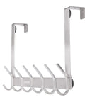 Over The Door Hooks Stainless Steel Heavy Duty Door Hanger For Coats Robes Hats Towels with 6 hooks and brushed finish