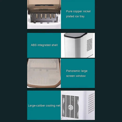 Details of Totally Portable Countertop Ice Cube Maker With Zero Hassle Production and ABS integrated shell.